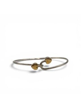Tiffany and Co. Hook and Eye Heart Bangle Bracelet Sterling Silver 925 18K Gold